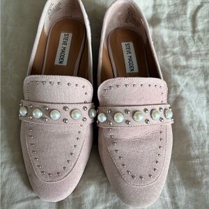 Steve Madden Pink Loafers with Pearl Details